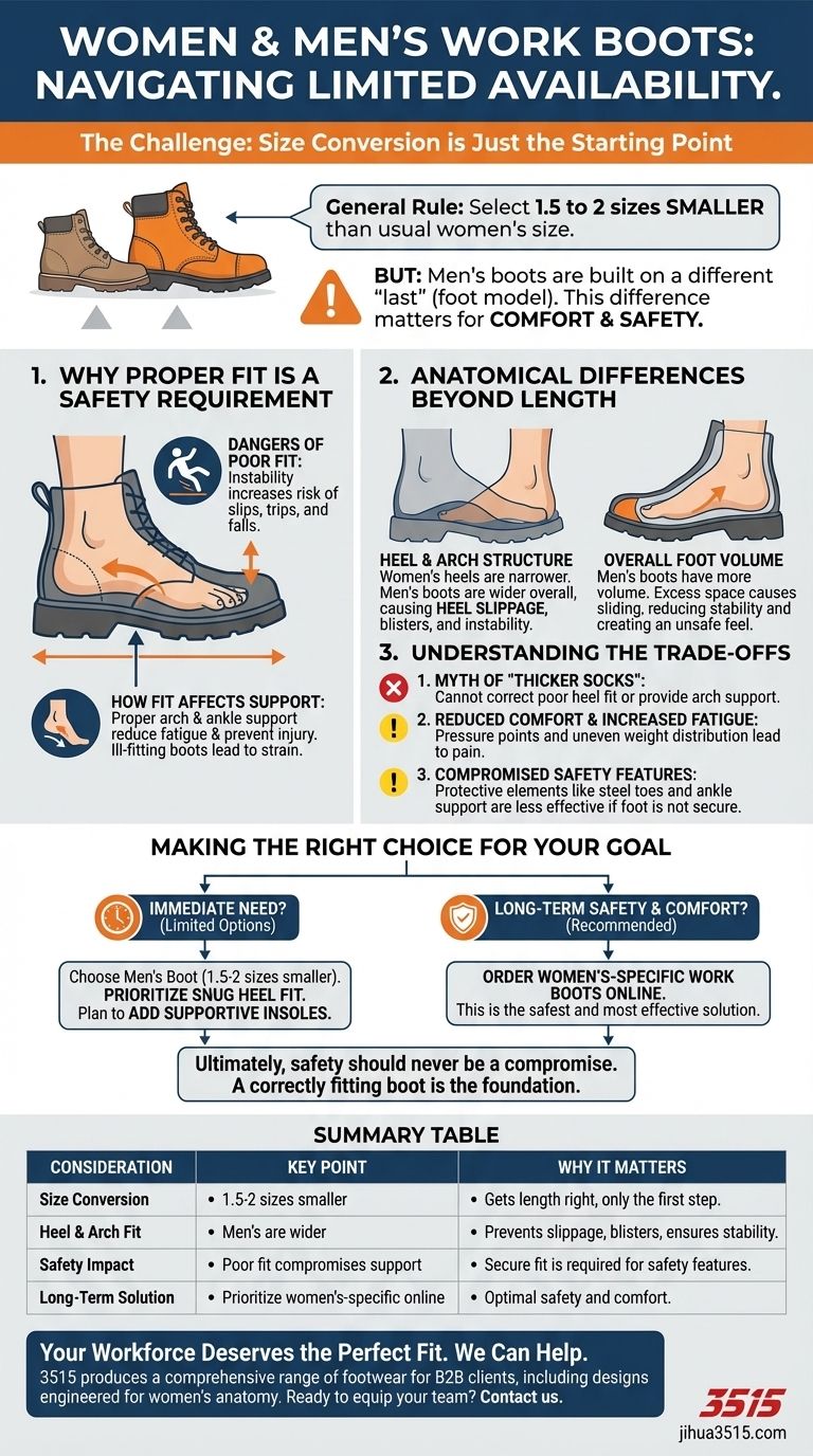 Worauf sollten Frauen achten, wenn sie Arbeitsschuhe für Männer kaufen müssen? Ein Leitfaden zu Passform, Sicherheit & Kompromissen Visuelle Anleitung