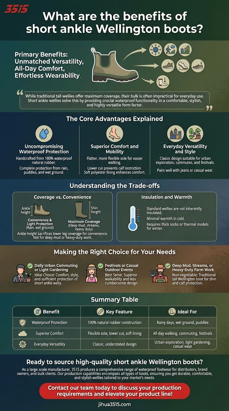 Каковы преимущества коротких резиновых сапог до щиколотки? Легкие, универсальные и удобные для ношения в течение всего дня Визуальное руководство