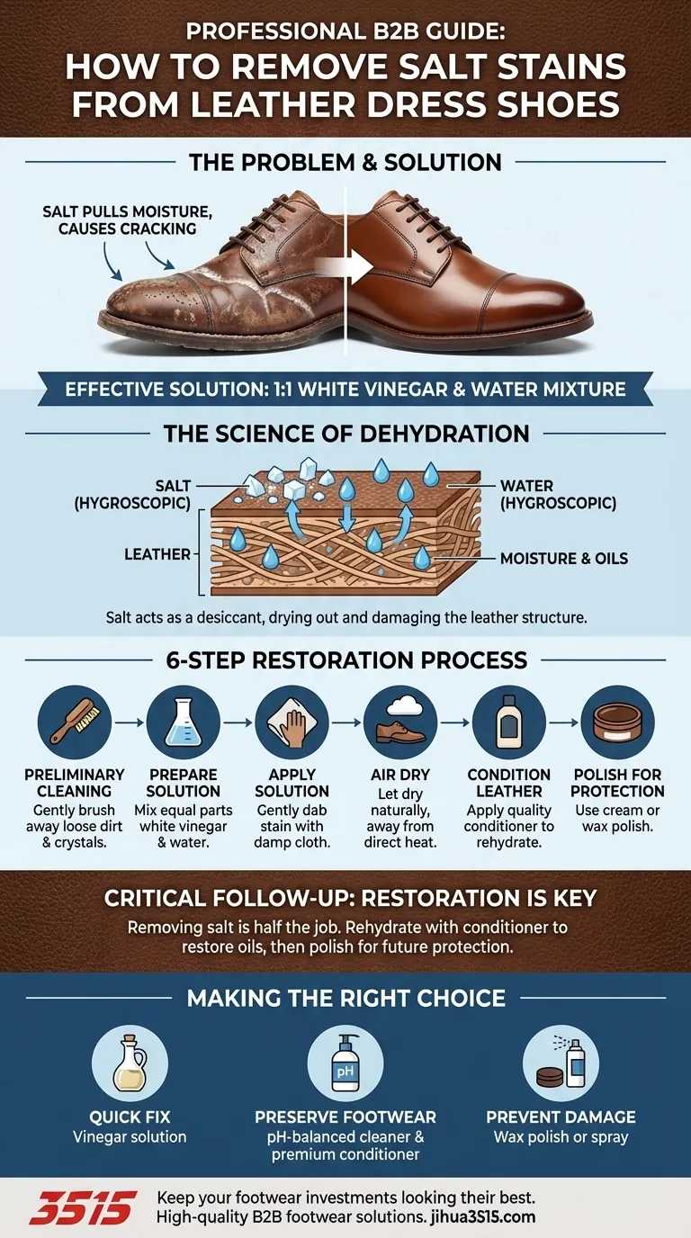 Comment enlever les taches de sel des chaussures habillées en cuir ? Sauvez vos chaussures avec une simple solution de vinaigre Guide Visuel
