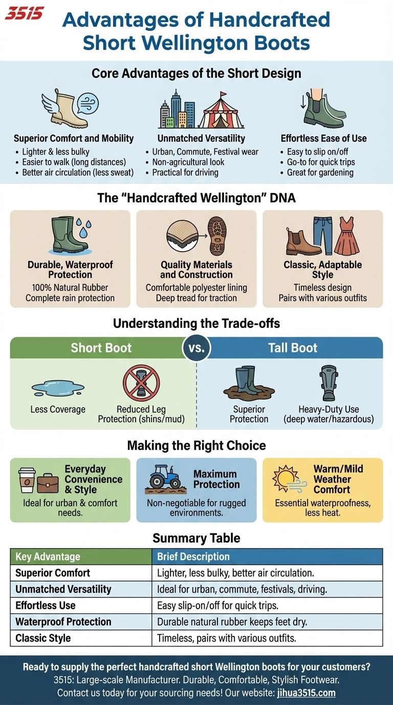 Quels sont les avantages des bottes Wellington courtes faites à la main ? Confort supérieur et polyvalence pour un usage quotidien Guide Visuel