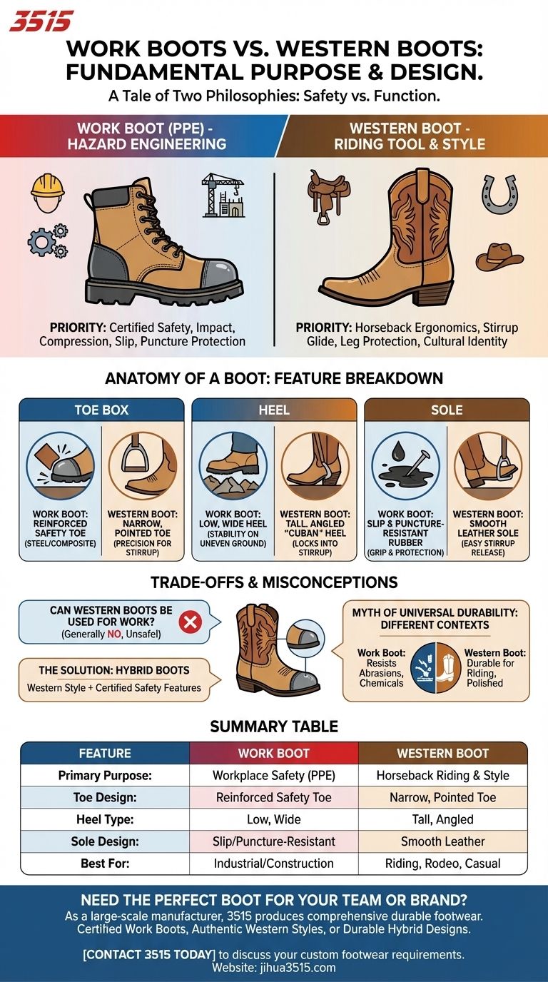 Quali sono le principali differenze tra scarponi da lavoro e stivali western? Scegli lo stivale giusto per sicurezza o stile Guida Visiva