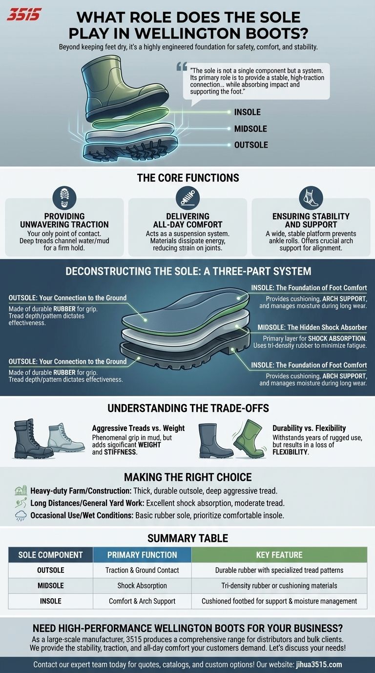 Welche Rolle spielt die Sohle bei Gummistiefeln? Sie ist die konstruierte Grundlage für Sicherheit & Komfort Visuelle Anleitung