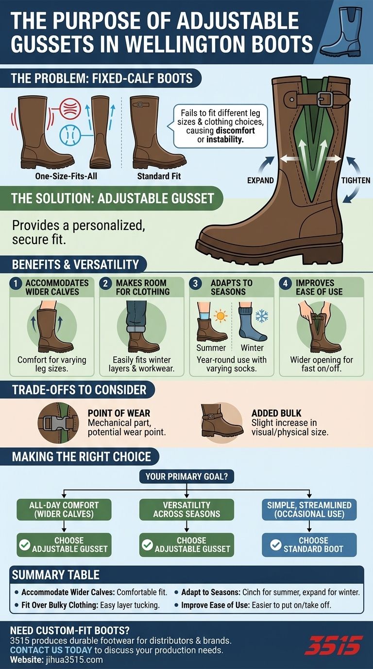 ¿Cuál es el propósito de los refuerzos ajustables en las botas de agua Wellington? Lograr un ajuste perfecto y personalizado Guía Visual