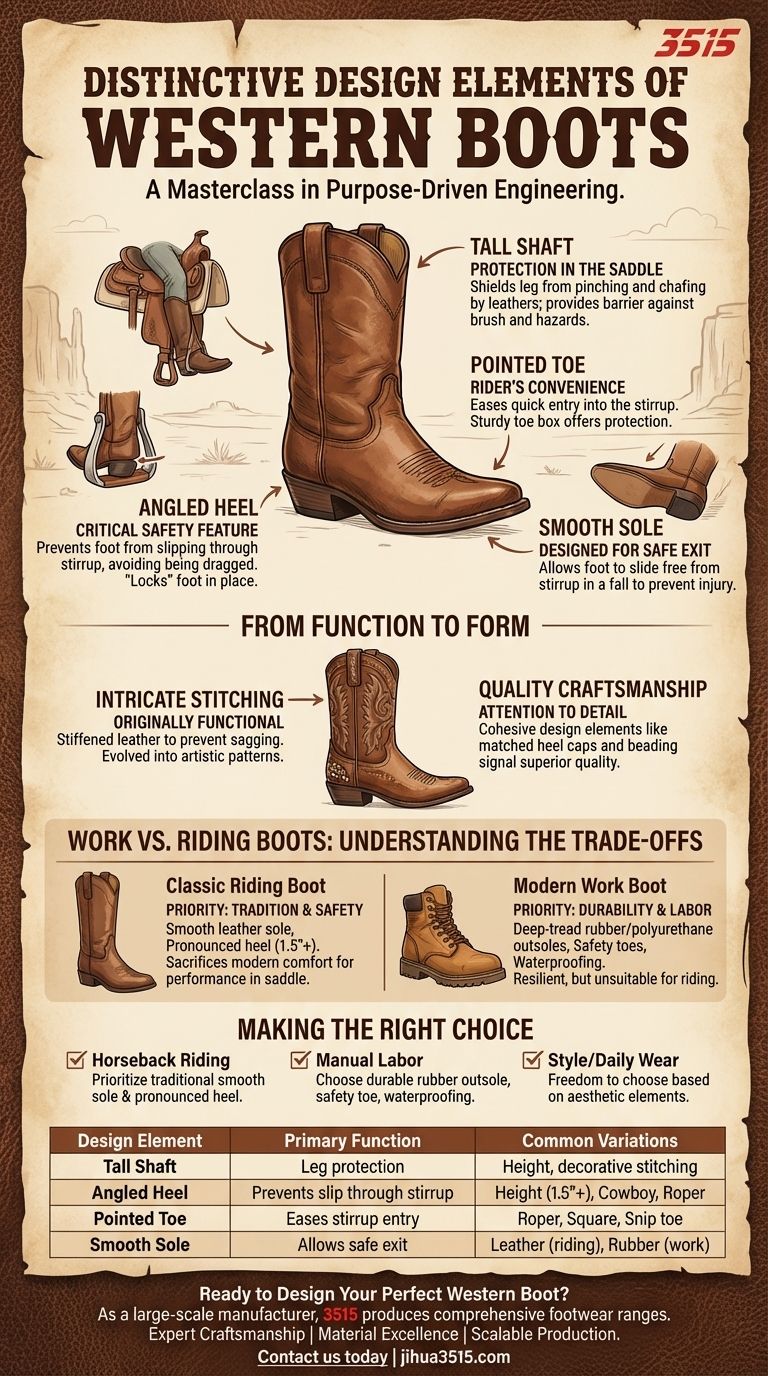 Was sind die charakteristischen Designelemente von Westernstiefeln? Ein Leitfaden zu Form, Funktion & Stil Visuelle Anleitung