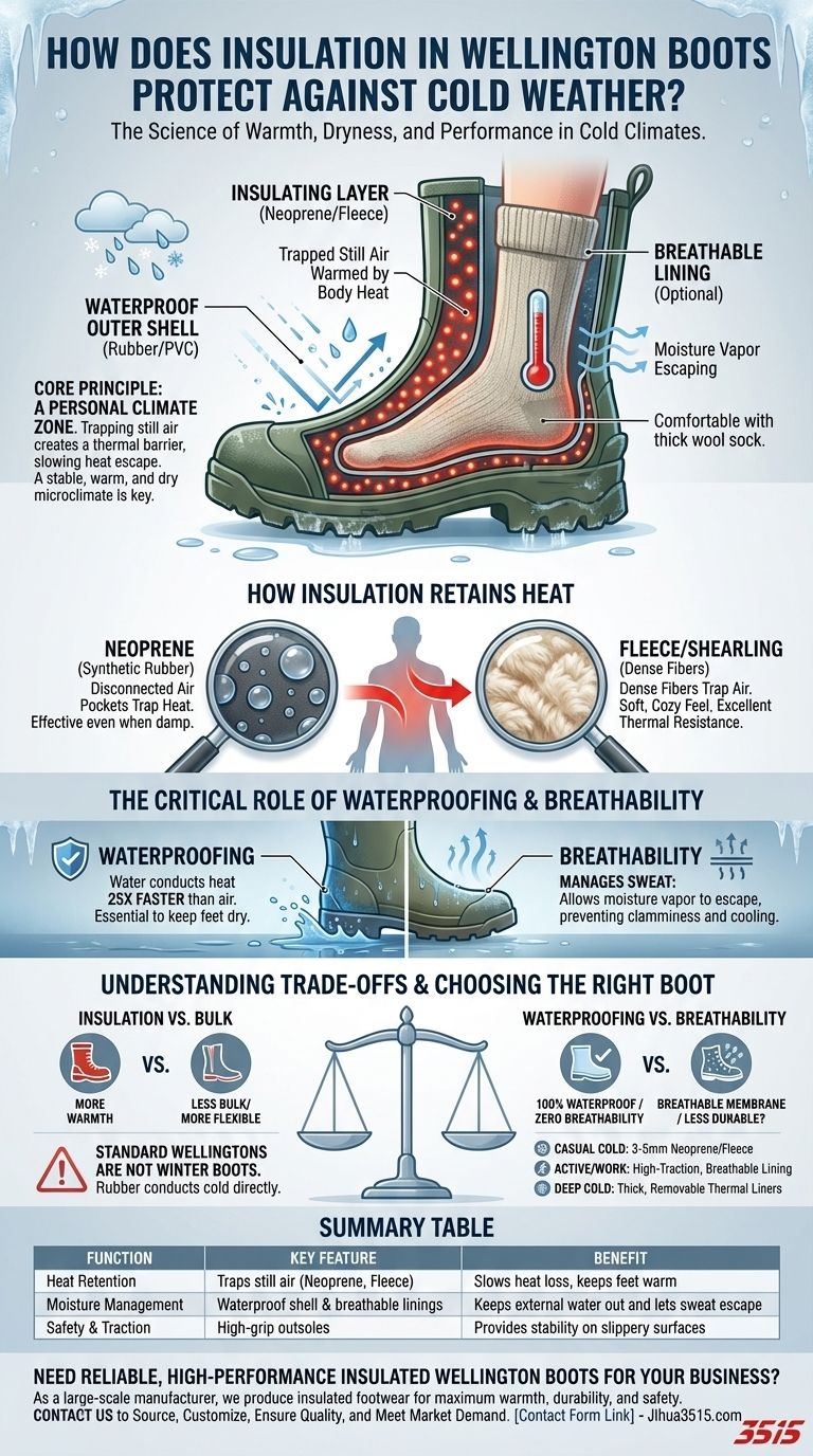 How does insulation in Wellington boots protect against cold weather? Keep Your Feet Warm and Dry Visual Guide