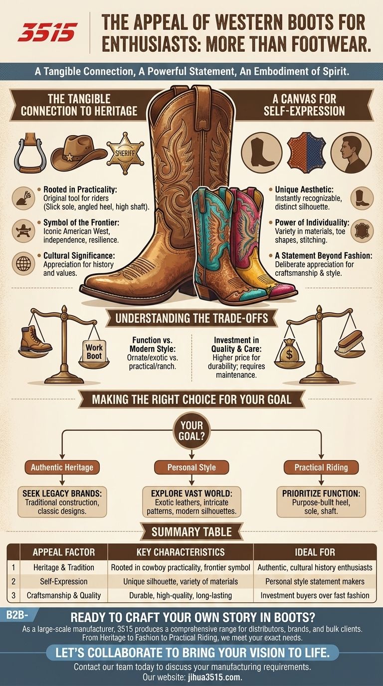 ウェスタンブーツ愛好家を惹きつけるものは何か？ヘリテージ、スタイル、アイデンティティを深く掘り下げる ビジュアルガイド