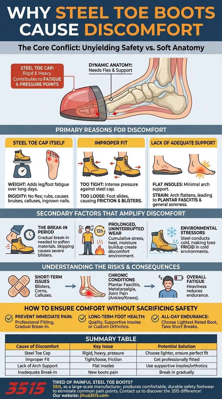 Quali sono i motivi principali per cui gli stivali con punta in acciaio causano disagio? Sblocca comfort e sicurezza per tutto il giorno Guida Visiva