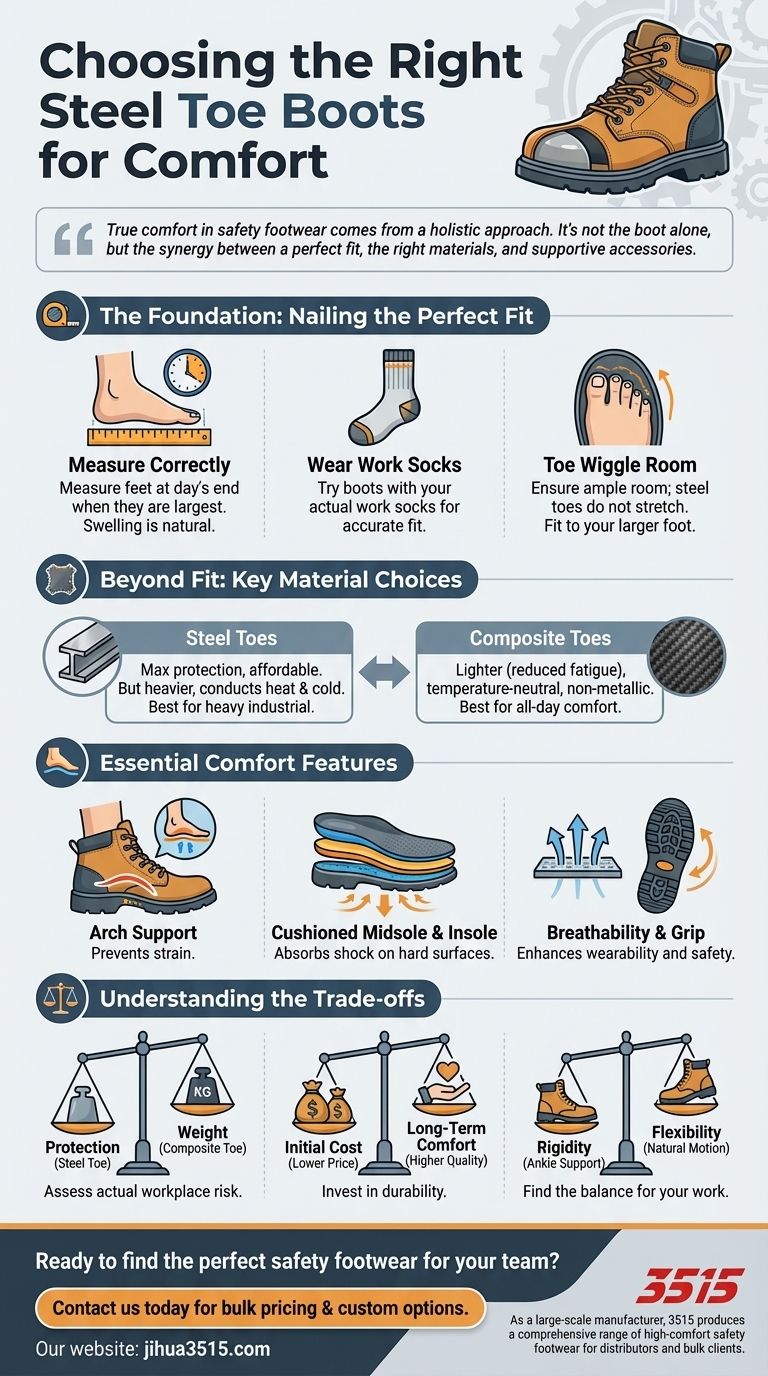 Какие шаги можно предпринять, чтобы выбрать удобные ботинки со стальным подноском? Руководство по комфорту на весь день Визуальное руководство