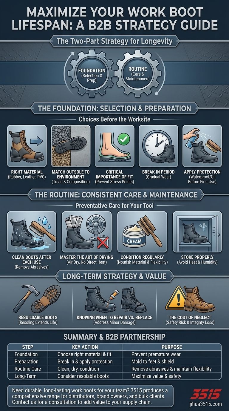 ما هي الخطوات الرئيسية لضمان أن أحذية العمل تدوم لفترة أطول من البداية؟ زيادة المتانة والعمر الافتراضي دليل مرئي