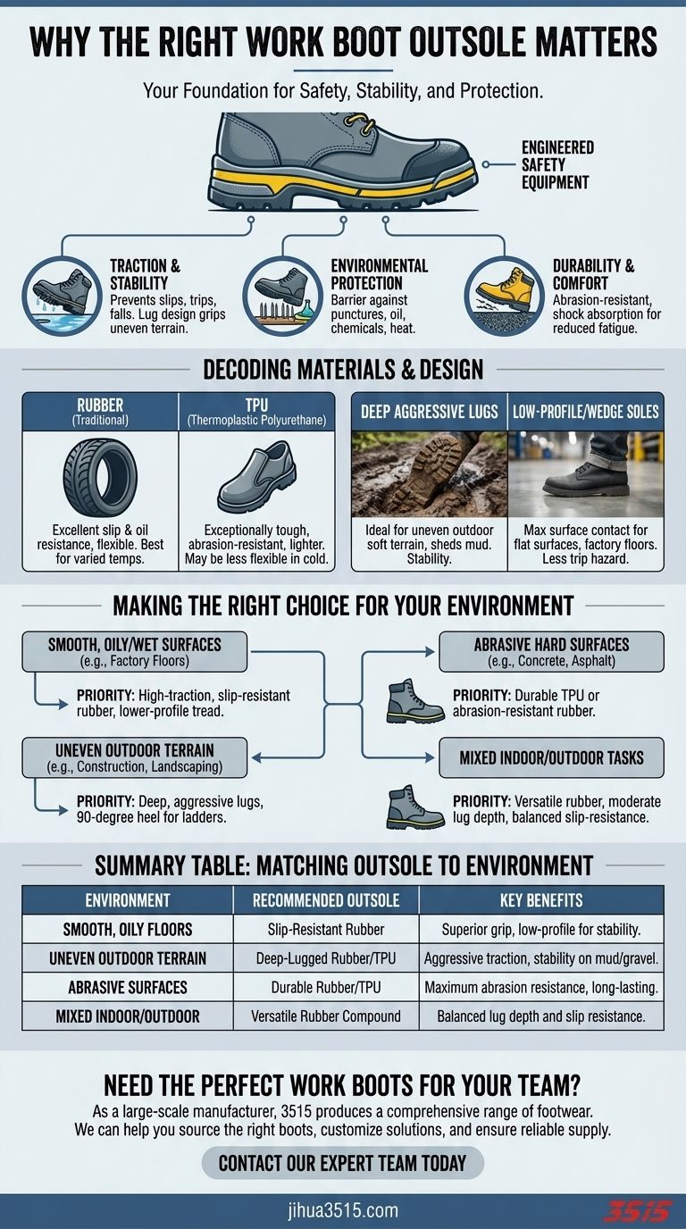なぜ適切な作業靴のアウトソールを選ぶことが重要なのでしょうか？安全性とトラクションを最大化する ビジュアルガイド
