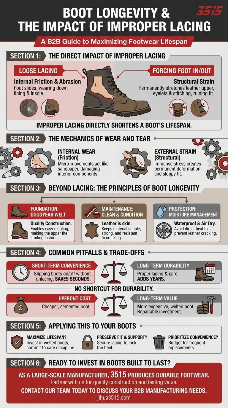 ¿Cuál es el impacto del atado incorrecto de las botas en su longevidad? Maximice la durabilidad con el cuidado adecuado Guía Visual