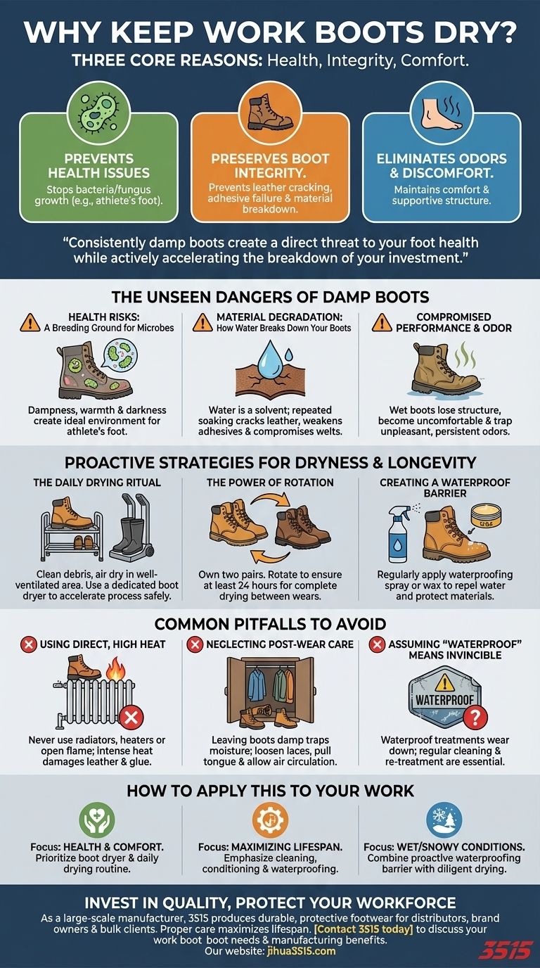 Por que é importante manter as botas de trabalho secas? Proteja seus pés e prolongue a vida útil das botas Guia Visual