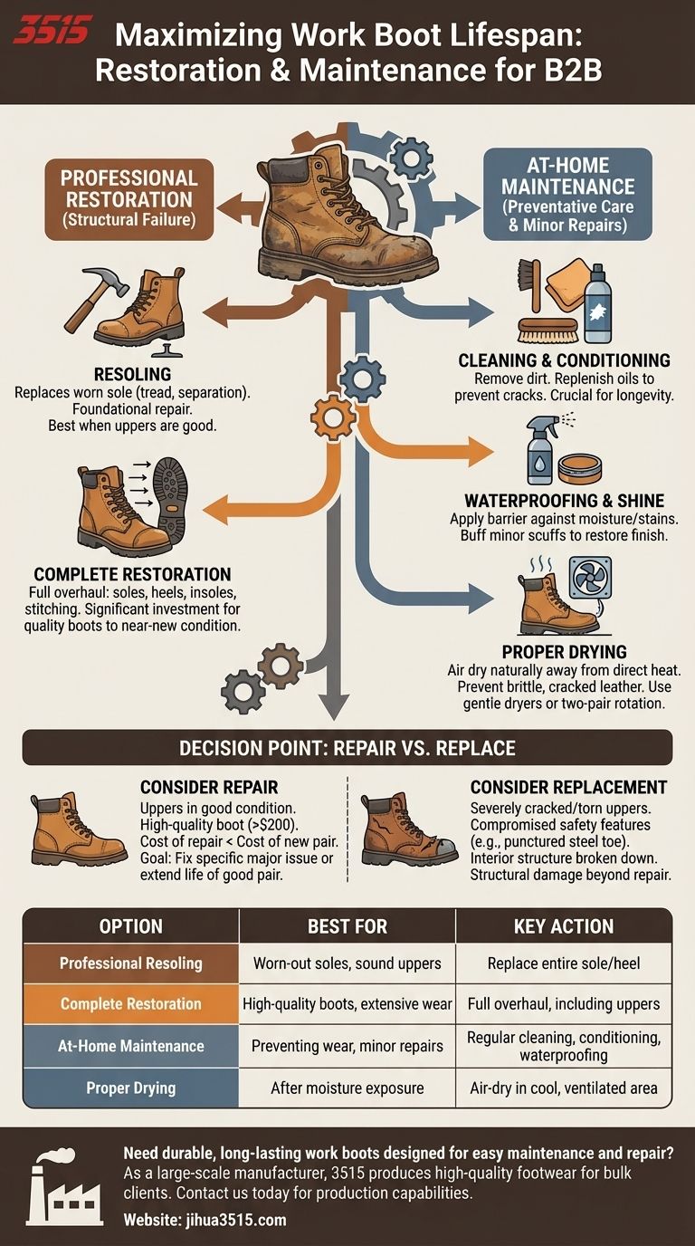 磨损的工作靴有哪些修复选项？延长使用寿命的专家策略 图解指南