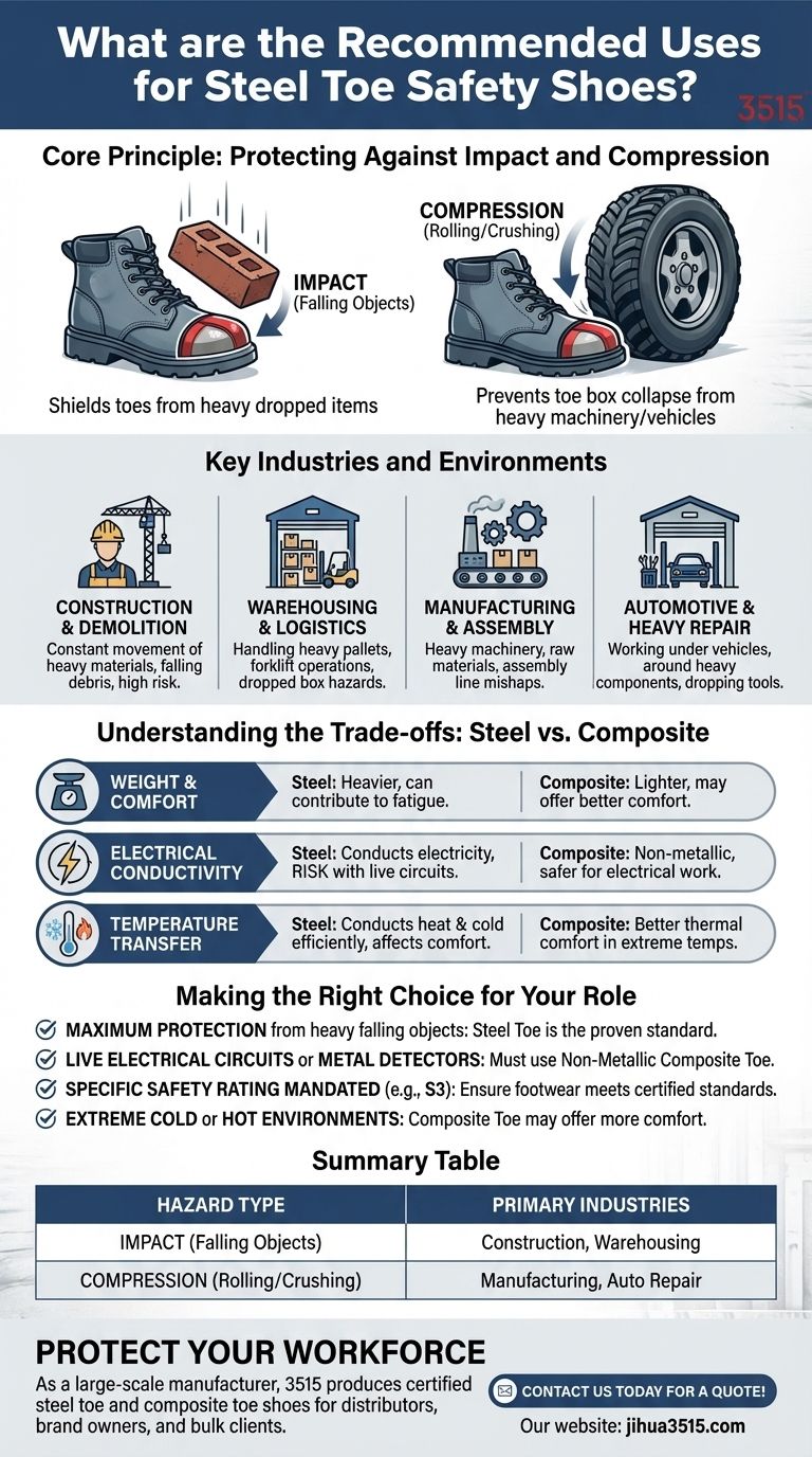 钢头安全鞋的推荐用途是什么？高风险行业的必备防护 图解指南