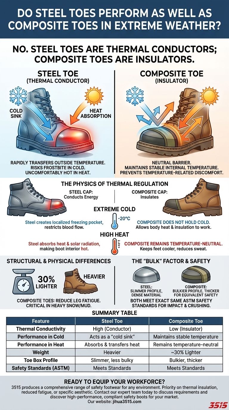 Do steel toes perform as well as composite toes in extreme weather? A Guide to Thermal Regulation Visual Guide