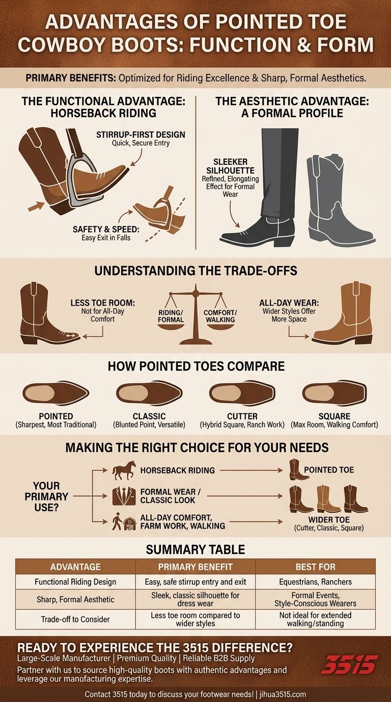 What are the advantages of pointed toe cowboy boots? Functional Riding & Formal Style Visual Guide