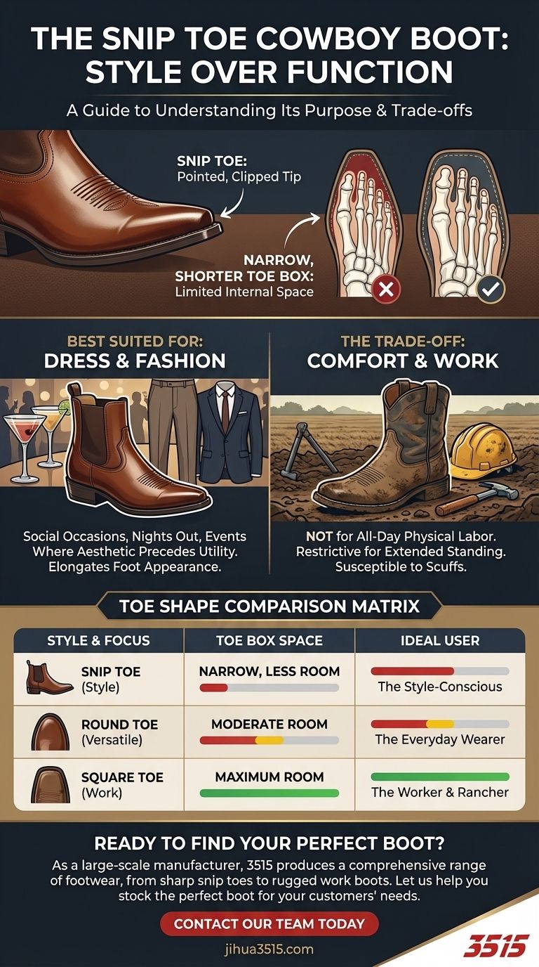스닙 토 카우보이 부츠는 무엇에 가장 적합한가요? 패션 대 기능 가이드 시각적 가이드