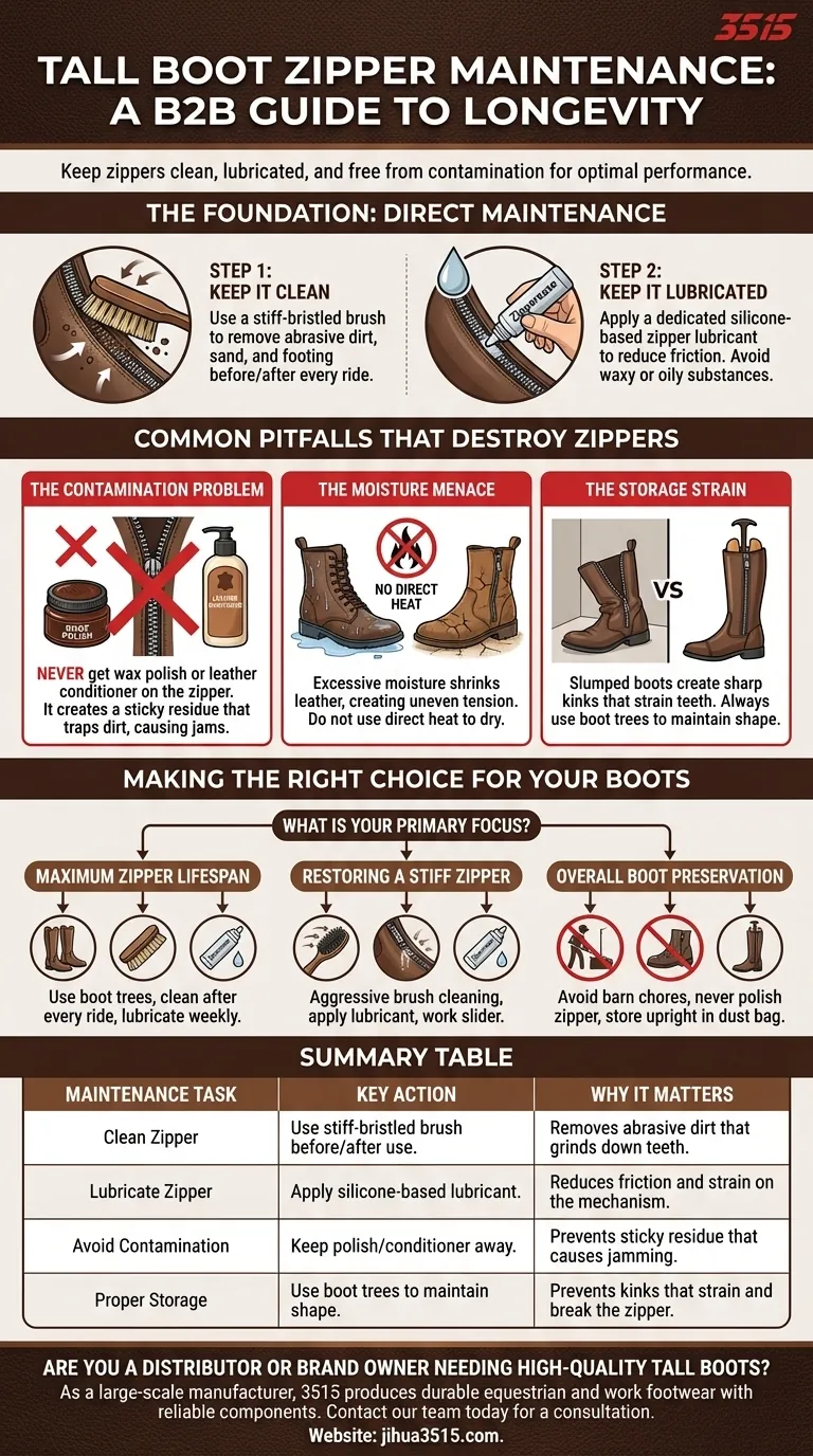 Comment entretenir les fermetures éclair des bottes hautes ? Un guide pour la longévité et le bon fonctionnement Guide Visuel