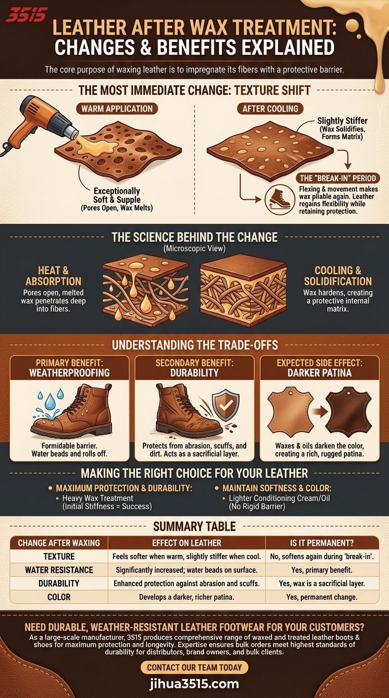 Que alterações ocorrem no couro após o tratamento com cera? Um guia para proteção aprimorada e pátina Guia Visual