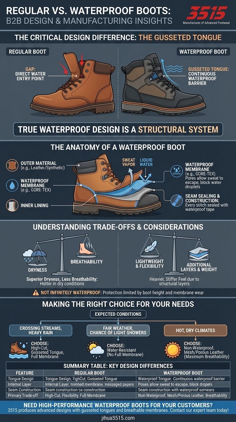 Was ist der Unterschied zwischen normalen Stiefeln und wasserdichten Stiefeln in Bezug auf das Design? Das kritische Merkmal erklärt Visuelle Anleitung