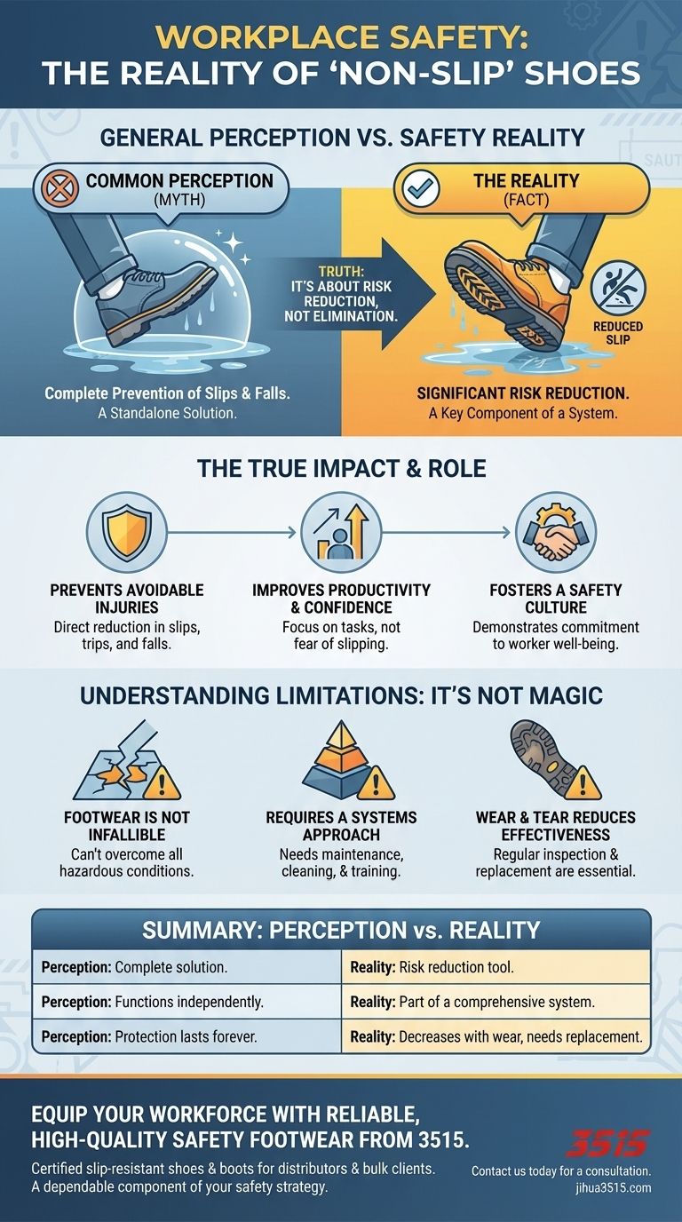 Каково общее представление о нескользящей обуви в области безопасности на рабочем месте? Раскройте правду о противоскользящей обуви Визуальное руководство