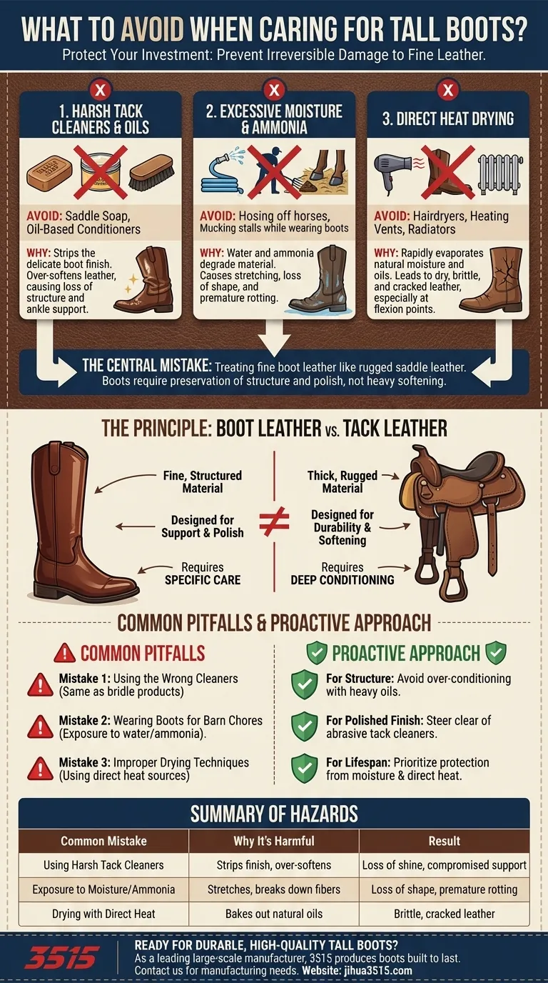 Que faut-il éviter lors de l'entretien des bottes hautes ? Évitez les dommages coûteux à vos chaussures Guide Visuel