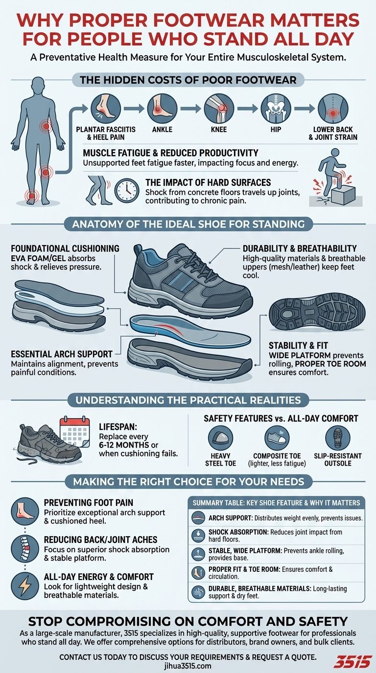 Почему правильная обувь важна для людей, которые стоят весь день? Предотвратите боль и повысьте производительность Визуальное руководство