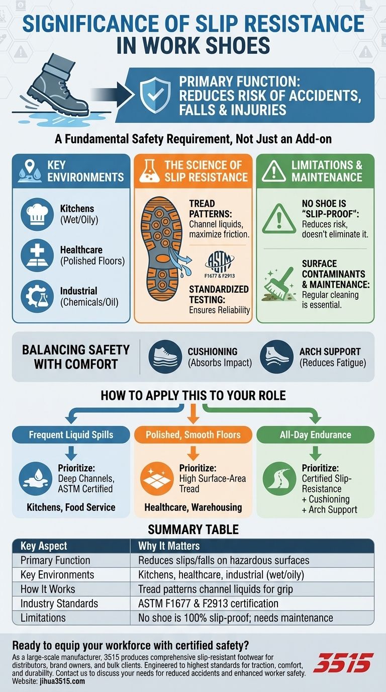 Quelle est l'importance de la résistance au glissement dans les chaussures de travail ? Sécurité essentielle pour les environnements à haut risque Guide Visuel