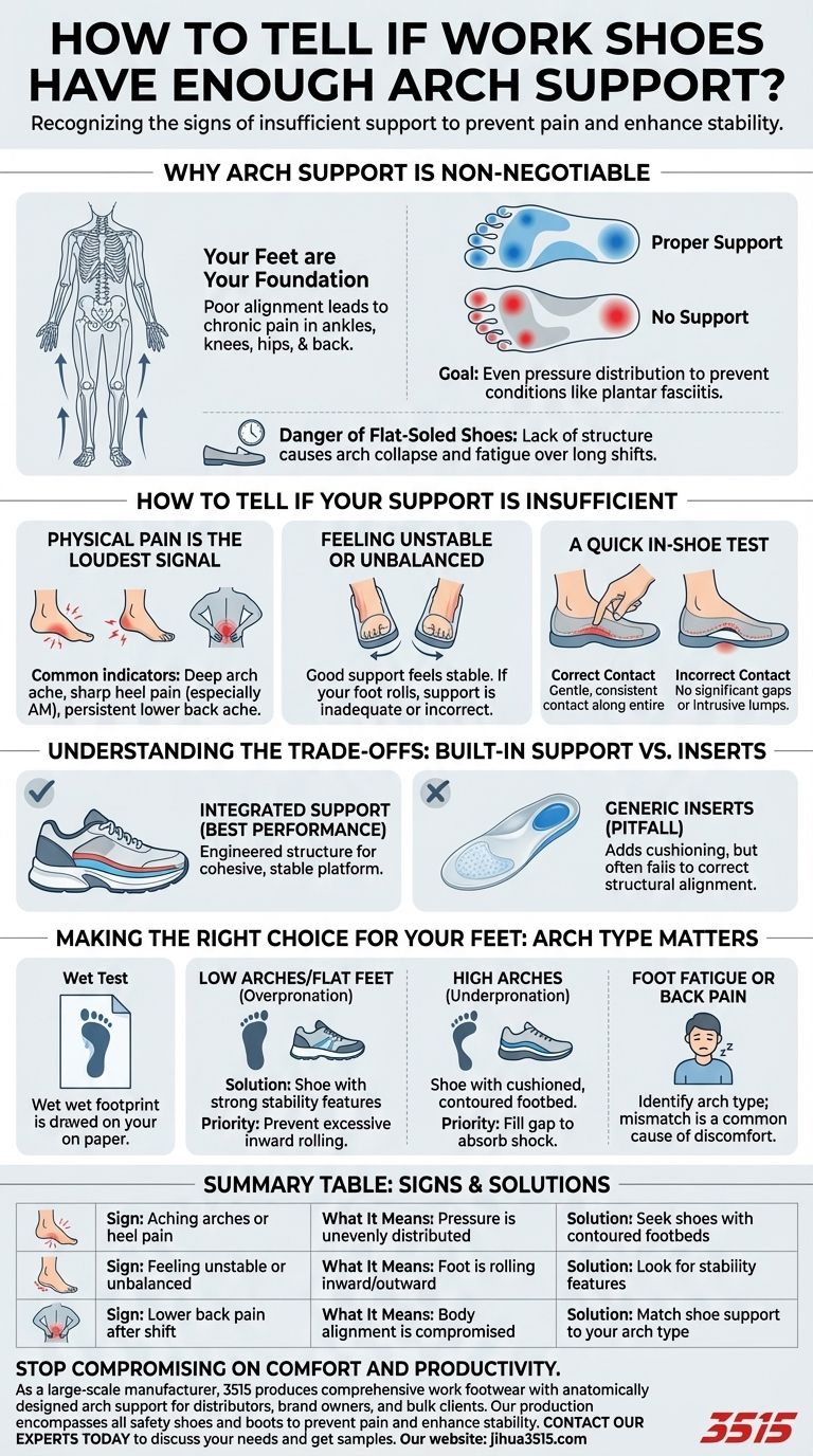 Woran erkennt man, dass Arbeitsschuhe genügend Fußgewölbestütze haben? Erkennen Sie die Anzeichen für besseren Komfort Visuelle Anleitung