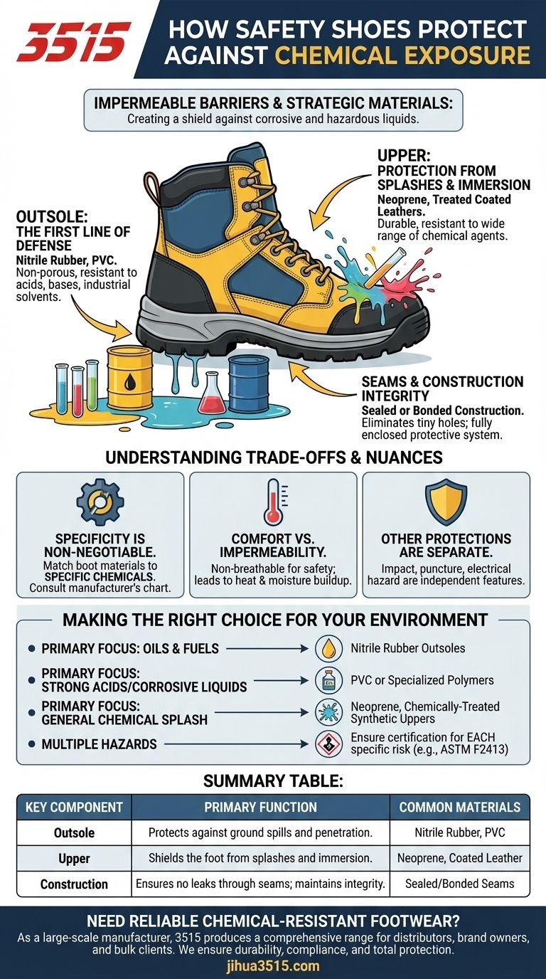 Comment les chaussures de sécurité protègent-elles contre l'exposition aux produits chimiques ? Découvrez les bons matériaux pour votre danger Guide Visuel
