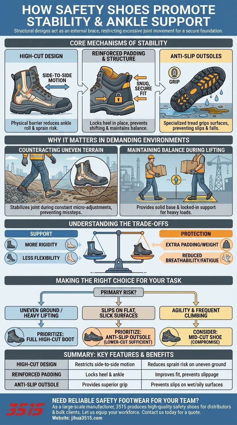 안전화는 어떻게 안정성과 발목 지지력을 향상시키나요? 어떤 지형에서도 단단히 발을 고정하세요. 시각적 가이드