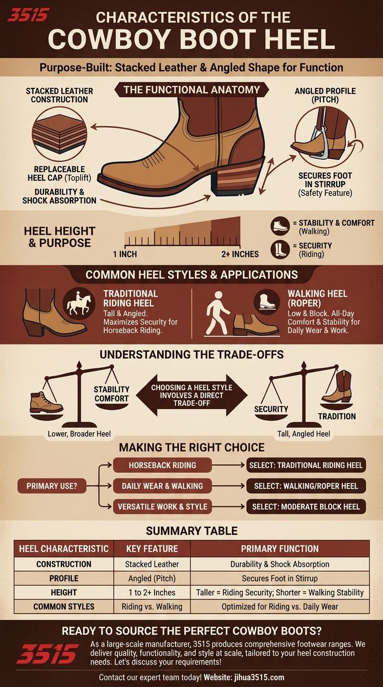 Quelles sont les caractéristiques du talon d'une botte de cowboy ? Choisissez le bon talon pour la fonction et le confort Guide Visuel