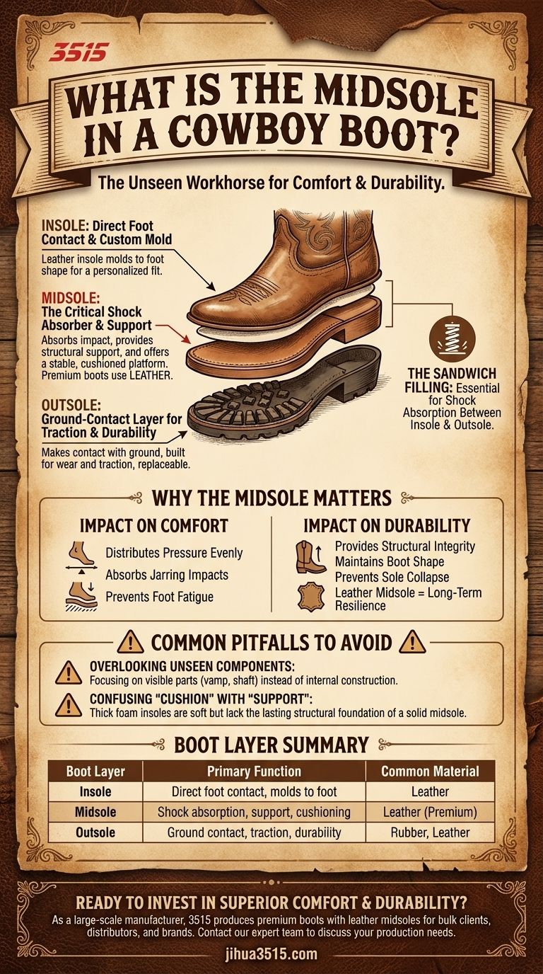 Qu'est-ce qu'une semelle intercalaire dans une botte de cowboy et quel rôle joue-t-elle ? La clé du confort et de la durabilité durables Guide Visuel