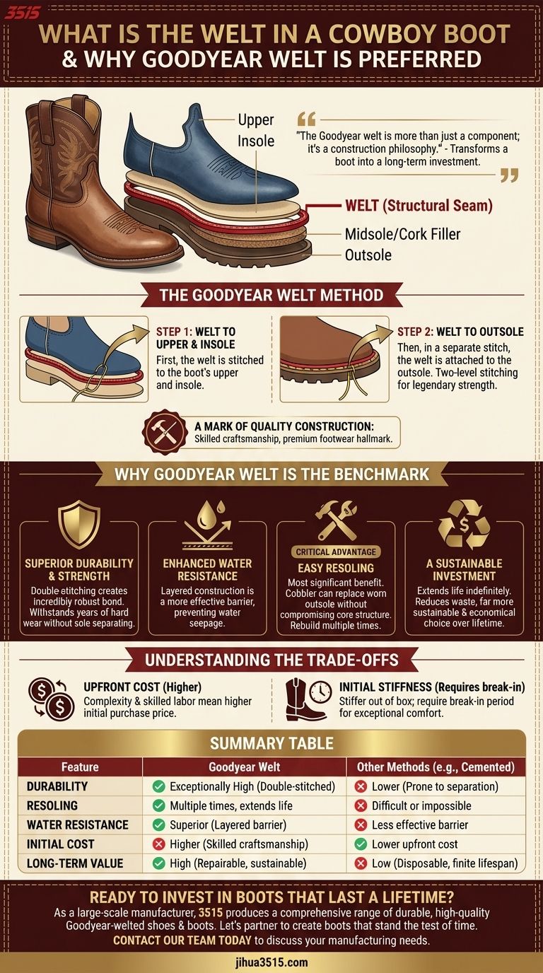 What is the welt in a cowboy boot? Why the Goodyear Welt is the Gold Standard Visual Guide