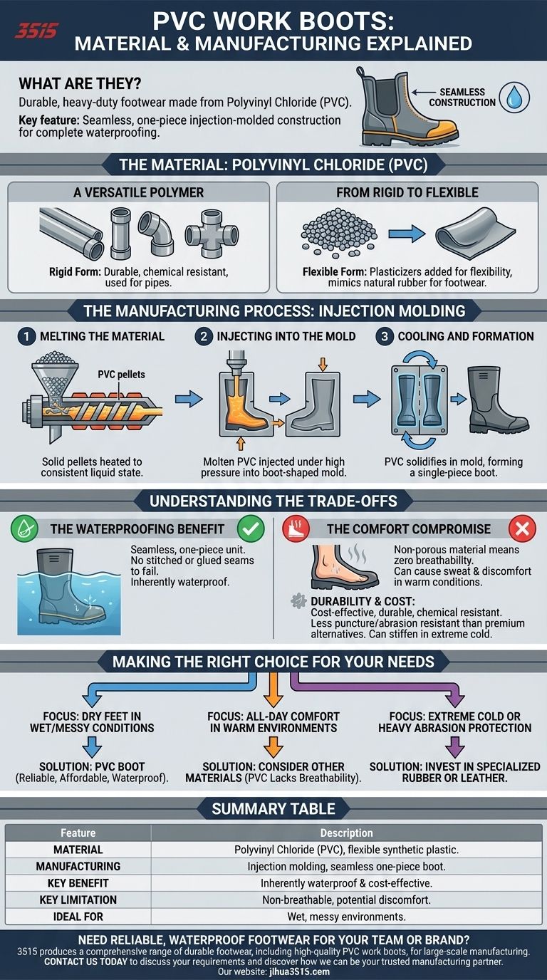 PVC 작업화란 무엇이며 어떻게 만들어지나요? 내구성이 뛰어나고 방수가 되는 신발에 대한 가이드 시각적 가이드