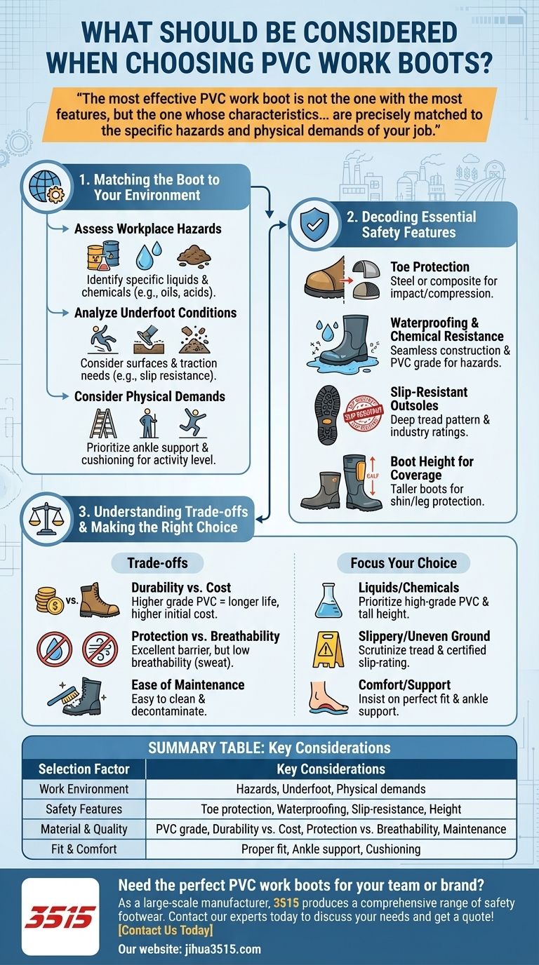 Cosa considerare quando si scelgono gli stivali da lavoro in PVC? Scegli lo stivale giusto per i pericoli del tuo lavoro Guida Visiva