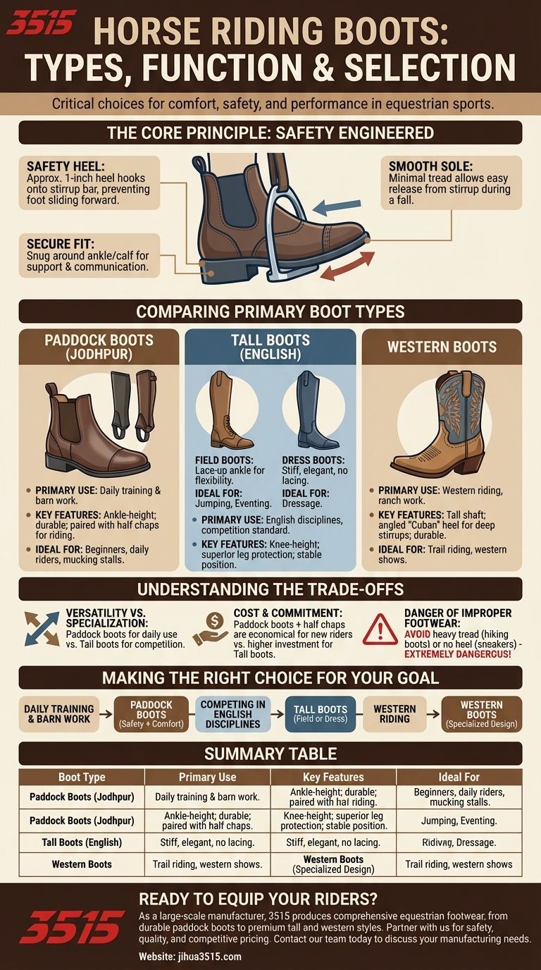 Quels sont les différents types de bottes d'équitation disponibles ? Un guide de la sécurité et de la performance Guide Visuel
