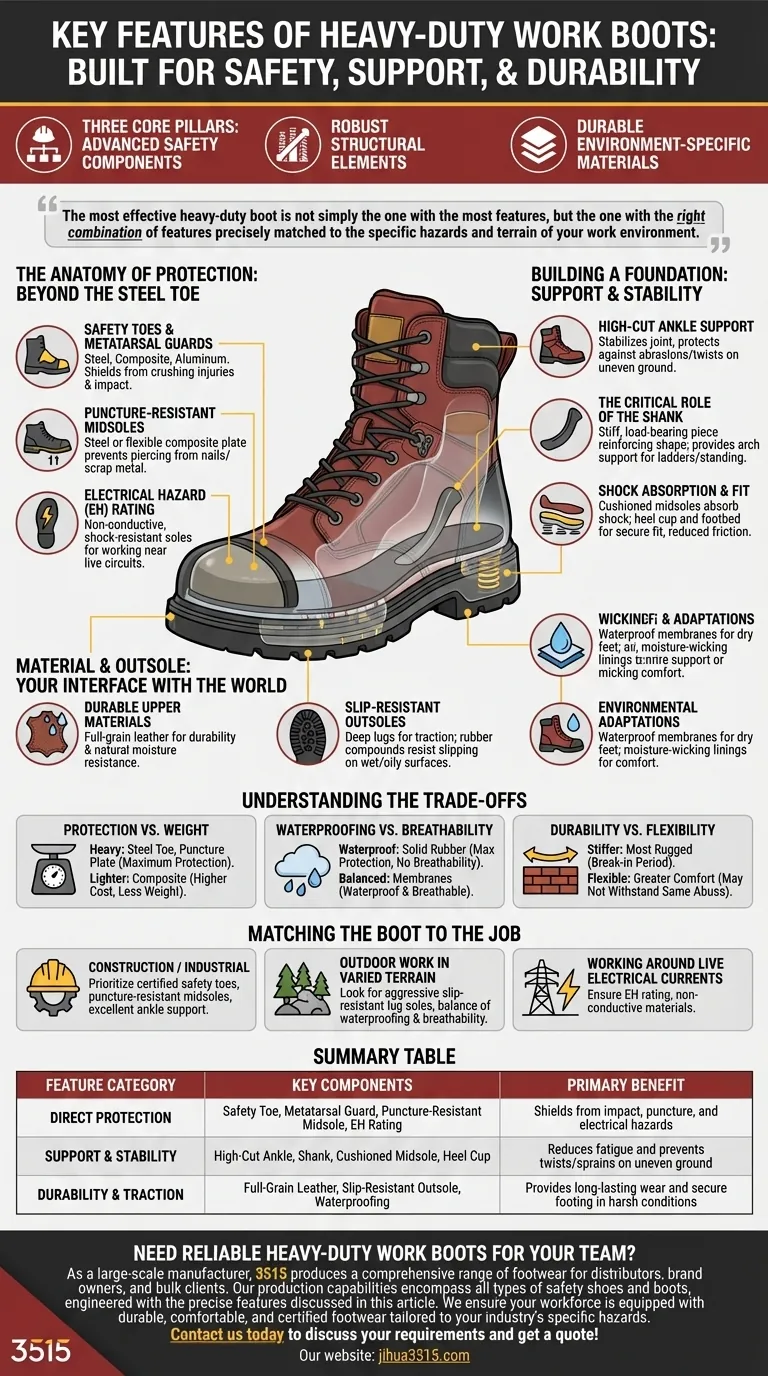 ¿Cuáles son las características clave de las botas de trabajo de alta resistencia? Su guía para una seguridad y durabilidad superiores Guía Visual