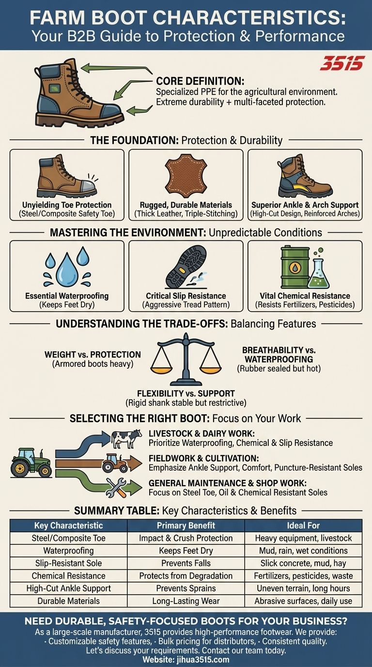 Каковы ключевые характеристики фермерских ботинок? Основные особенности для долговечности и безопасности Визуальное руководство