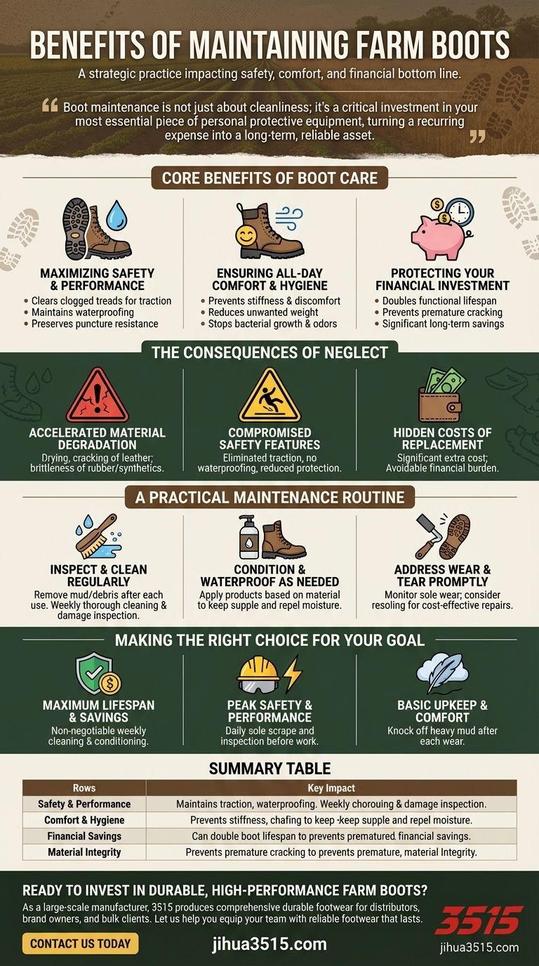 ما هي فوائد الحفاظ على أحذية المزرعة؟ حماية سلامتك وراحتك وميزانيتك دليل مرئي