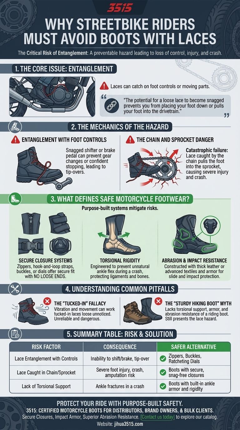 Por que os motociclistas de rua devem evitar botas com cadarços? Prevenir Emaranhamento e Ferimentos Graves Guia Visual