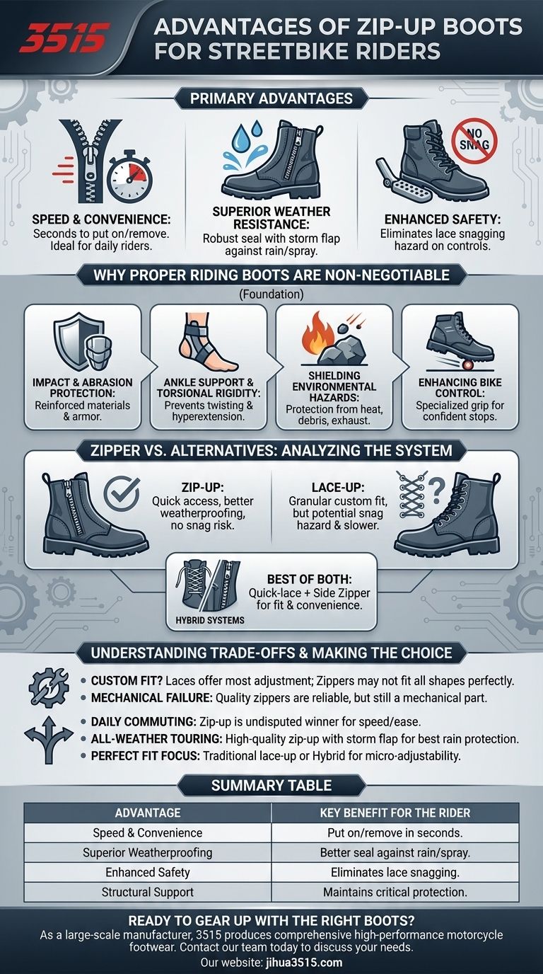 Каковы преимущества ботинок на молнии для водителей стритбайков? Скорость, удобство и защита от непогоды Визуальное руководство