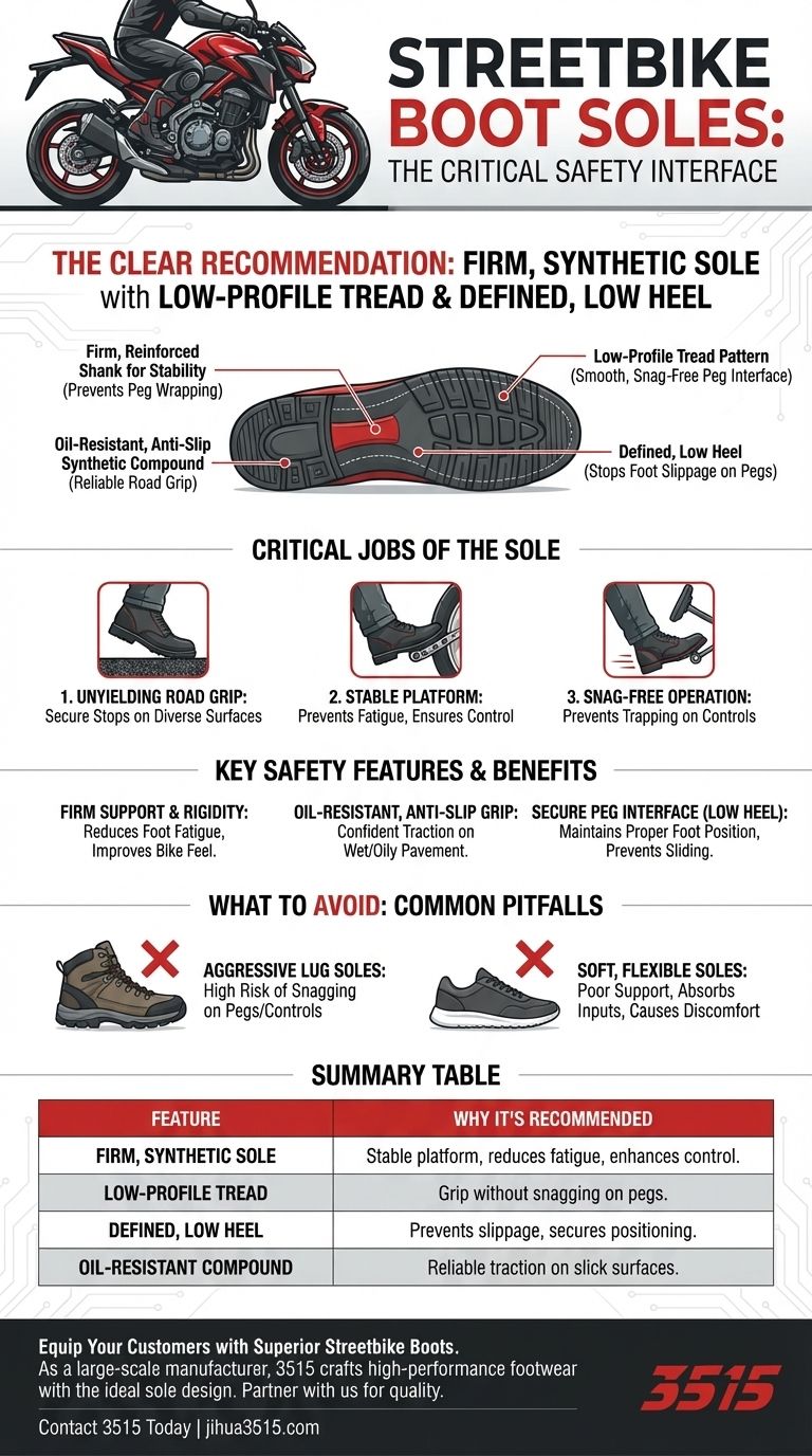 ¿Qué tipo de suelas se recomiendan para las botas de moto de calle y por qué? Características esenciales para la seguridad y el control Guía Visual