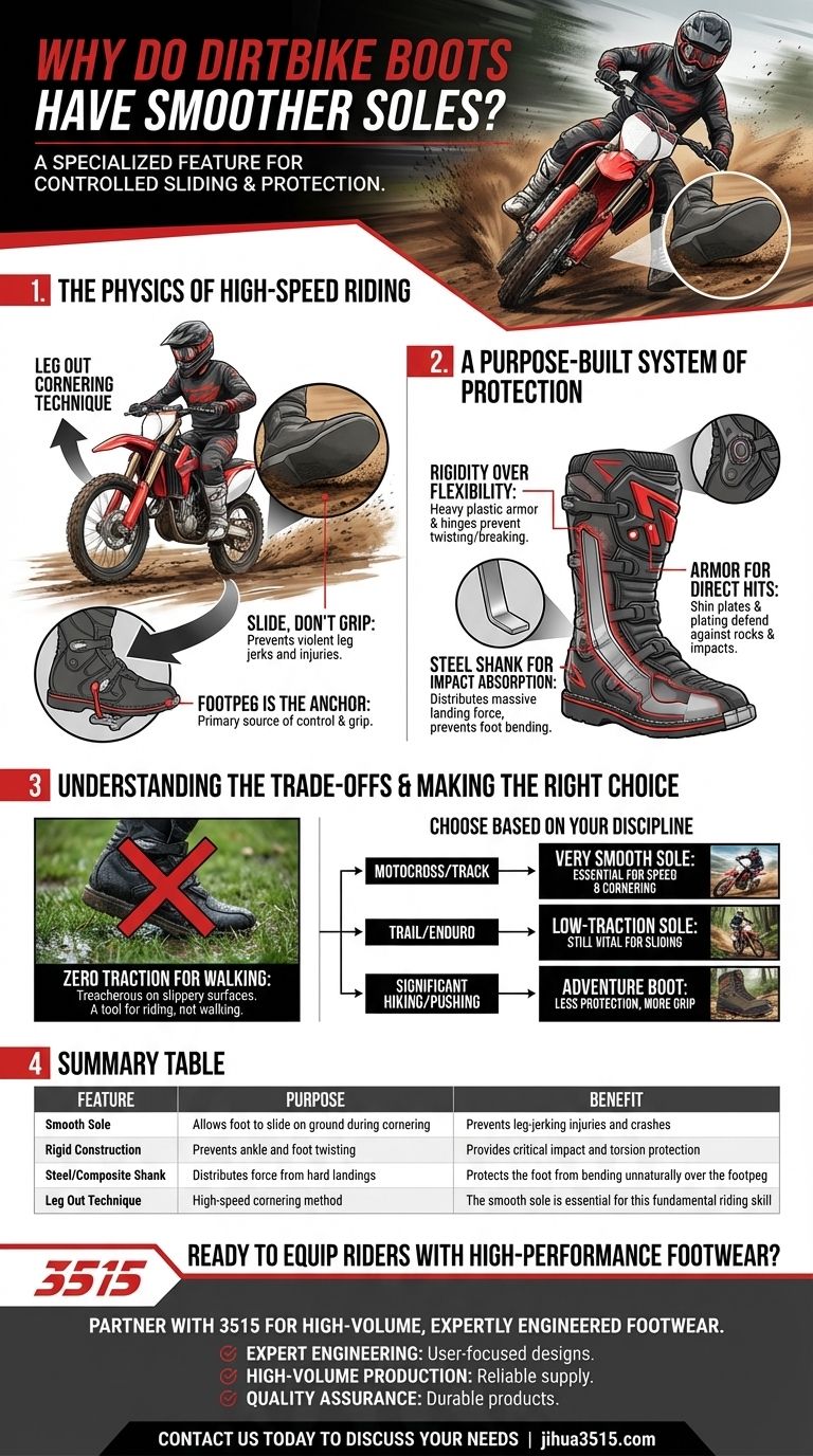 なぜダートバイクのブーツのソールは滑らかなのですか？安全で速いコーナリングのために ビジュアルガイド