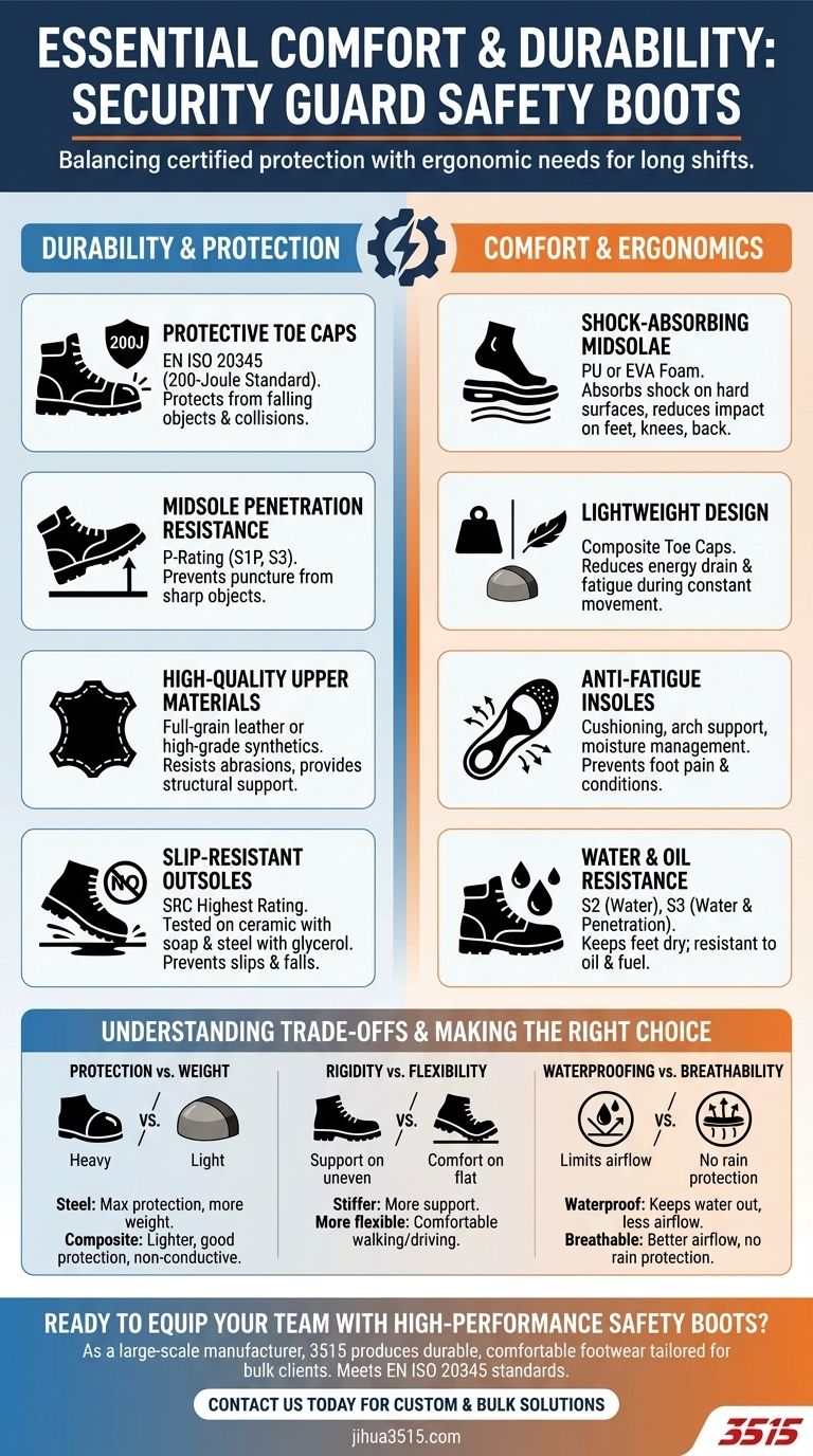Welche wesentlichen Komfort- und Haltbarkeitsmerkmale haben Sicherheitsschuhstiefel für Wachpersonal? Gewährleistung von ganztägigem Schutz und Leistung Visuelle Anleitung