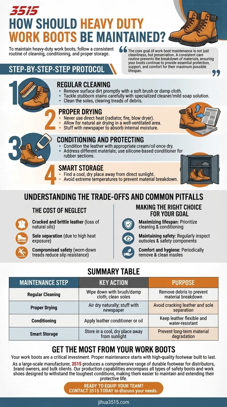 Come devono essere mantenuti gli scarponi da lavoro per impieghi gravosi? Massimizzare la durata e la sicurezza Guida Visiva