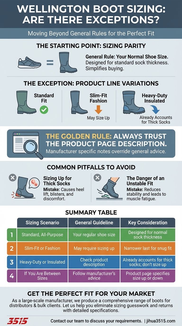 Existe-t-il des exceptions à la règle générale de taille pour les bottes Wellington ? Trouvez votre taille parfaite Guide Visuel