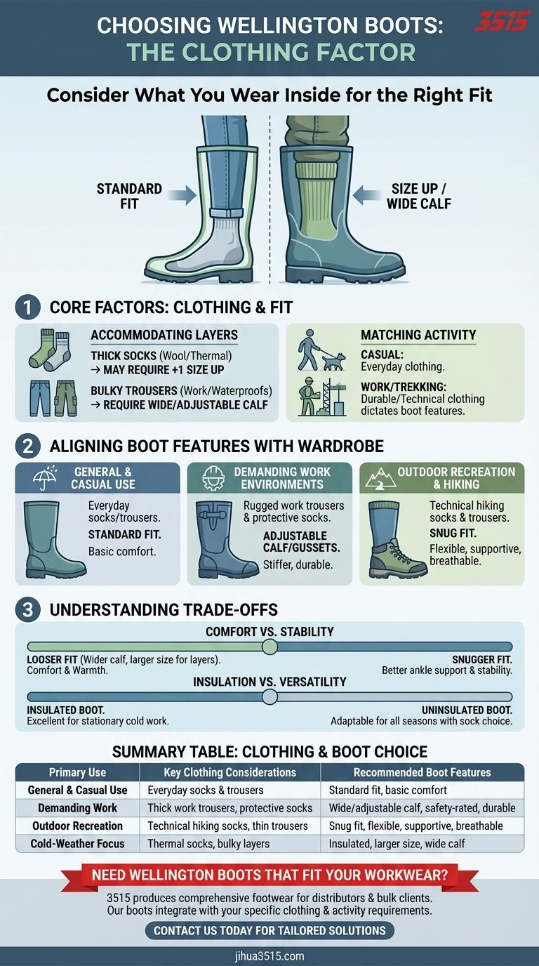 Что следует учитывать при выборе резиновых сапог в отношении одежды? Обеспечьте идеальную посадку для вашей активности Визуальное руководство