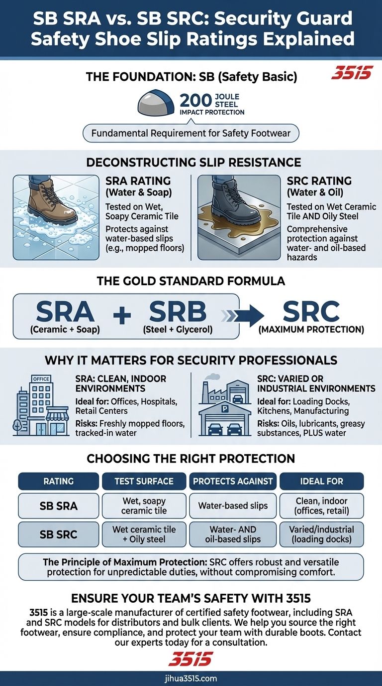 Qual è la differenza tra le valutazioni SB SRC e SB SRA? Scegli la resistenza allo scivolamento giusta per la tua sicurezza Guida Visiva