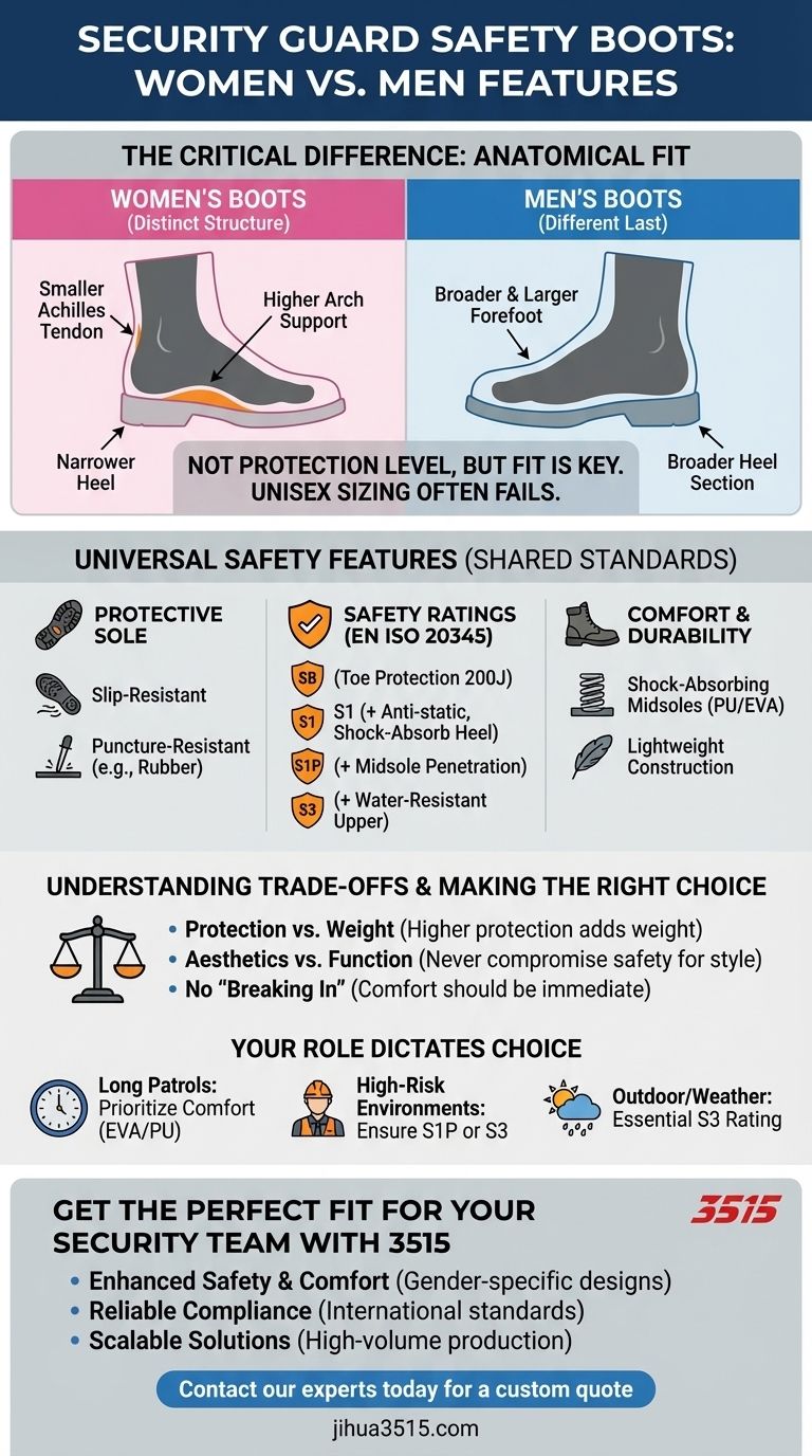 女性与男性保安安全靴有什么区别？解剖学贴合的终极指南 图解指南
